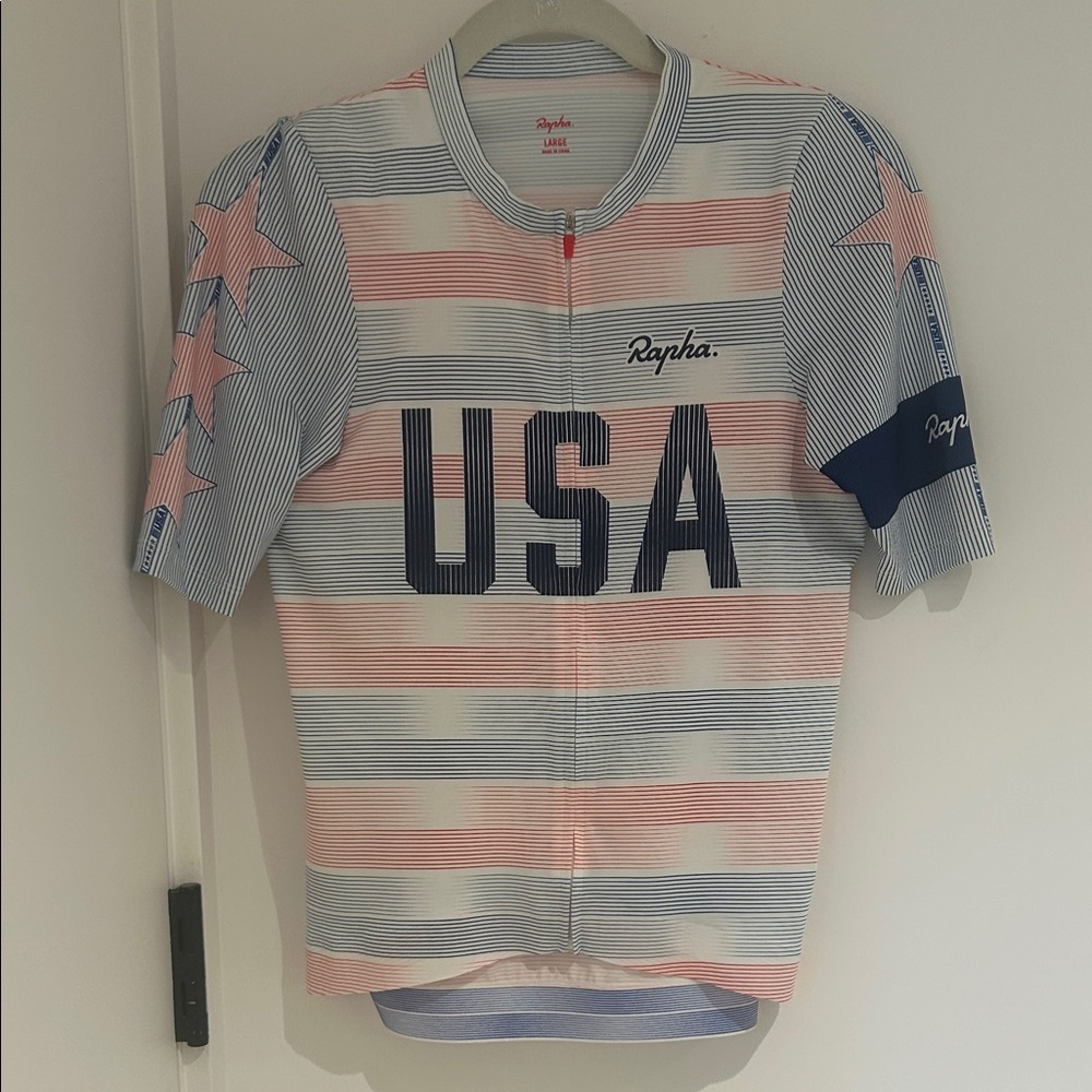 From Rapha's latest collection-Rapha USA Cycling Jersey - Red and Blue Stripes